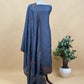 Midnight Blue Crushed Tissue Silk Suit With Floral Kantha Stitch Embroidery