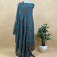 Midnight Blue Crushed Tissue Silk Suit With Floral Kantha Stitch Embroidery