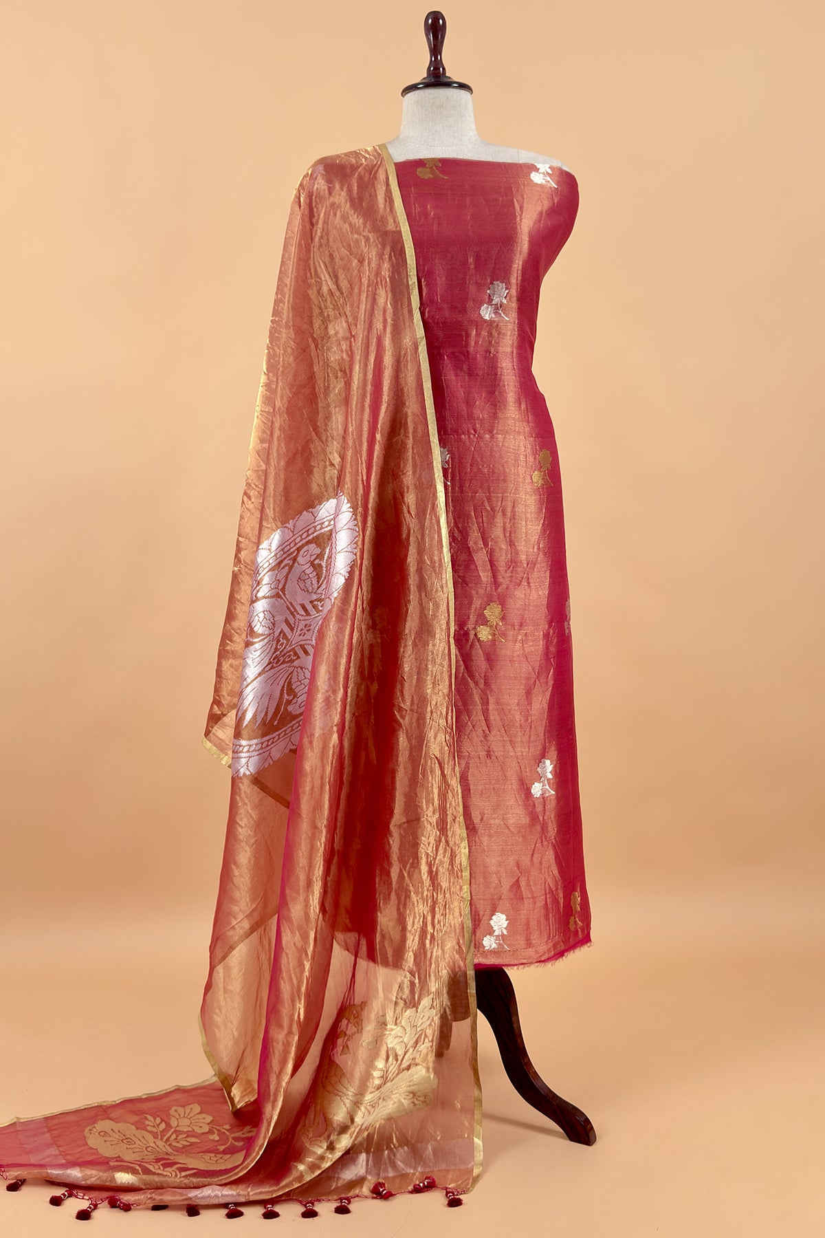 premium tissue silk suit with kadwa weaves

