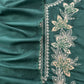 Bottle Green Satin Silk Suit Fabric With Dori And Zardosi Embroidery