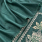 Bottle Green Satin Silk Suit Fabric With Dori And Zardosi Embroidery