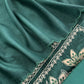 Bottle Green Satin Silk Suit Fabric With Dori And Zardosi Embroidery