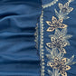Royal Blue Satin Silk Suit Fabric With Dori And Zardosi Embroidery