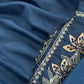Royal Blue Satin Silk Suit Fabric With Dori And Zardosi Embroidery