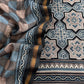 Black Ajrakh Mahehswari Silk Unstitched Suit With Dupatta