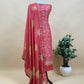 Firozi Pure Maheshwari Silk Suit With Banarasi Bootis