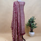 Brown Red Blockprint Handloom Maheshwari Silk Suit fabric