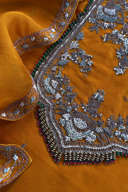 Luxury kora silk suit with Handwork


