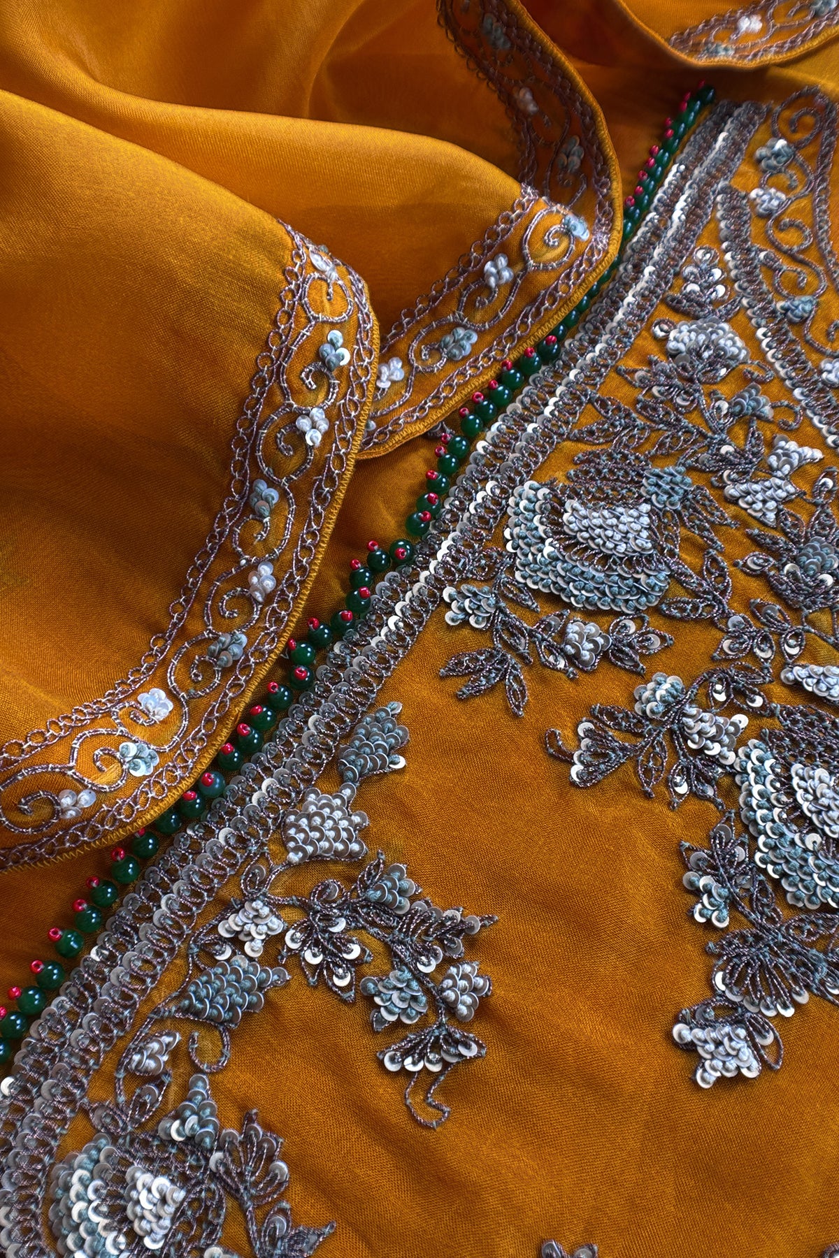 Luxury kora silk suit with Handwork


