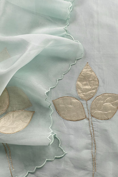 Sky Blue Handloom Kora Silk Suit With Kora Silk Dupatta