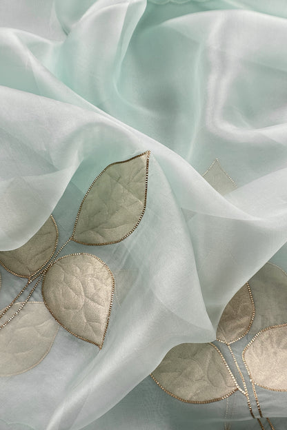 Sky Blue Handloom Kora Silk Suit With Kora Silk Dupatta