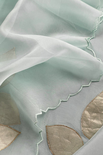 Sky Blue Handloom Kora Silk Suit With Kora Silk Dupatta