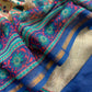 Beige And Blue Pure Maheshwari Silk Unstitched Suit Fabric With Banarasi Bootis And Kalamkari Print