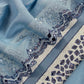 Ice Blue Handloom Mul Unstitched Suit Fabric With Pearls And Mirror Handwork