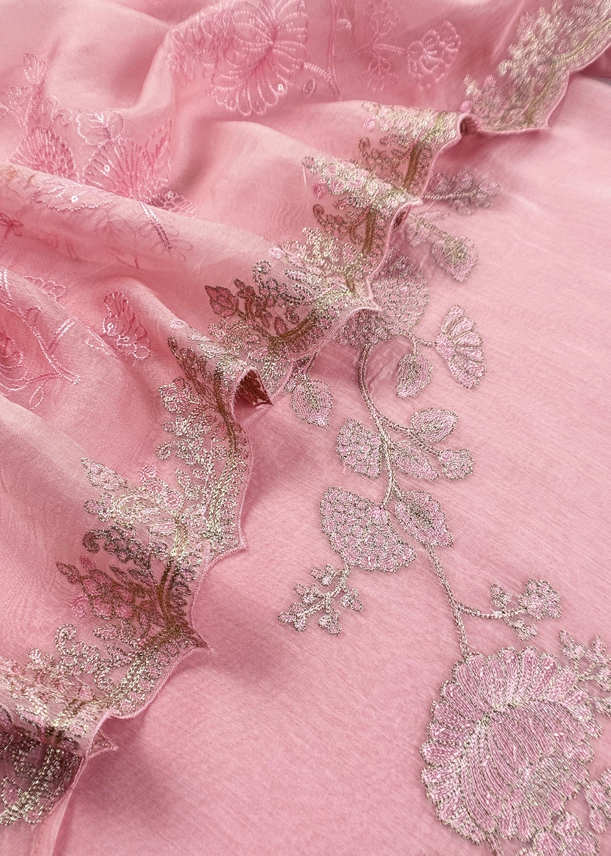 Pink Pure mulmul Suit With Organza Dupatta