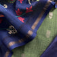Green And Blue Kalamkari Print Pure Maheshwari Silk Suit With Banarasi Phool Bootis