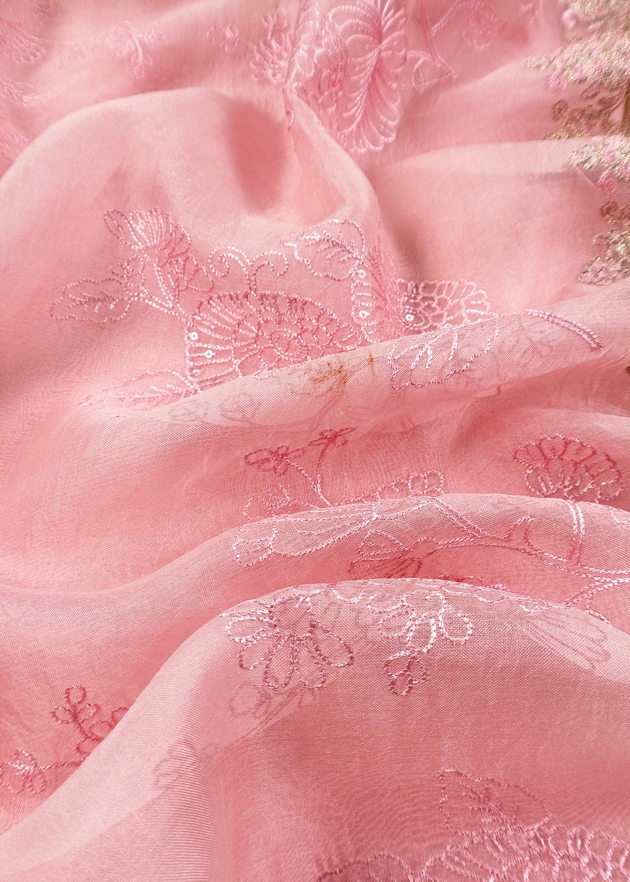 Pink Pure mulmul Suit With Organza Dupatta