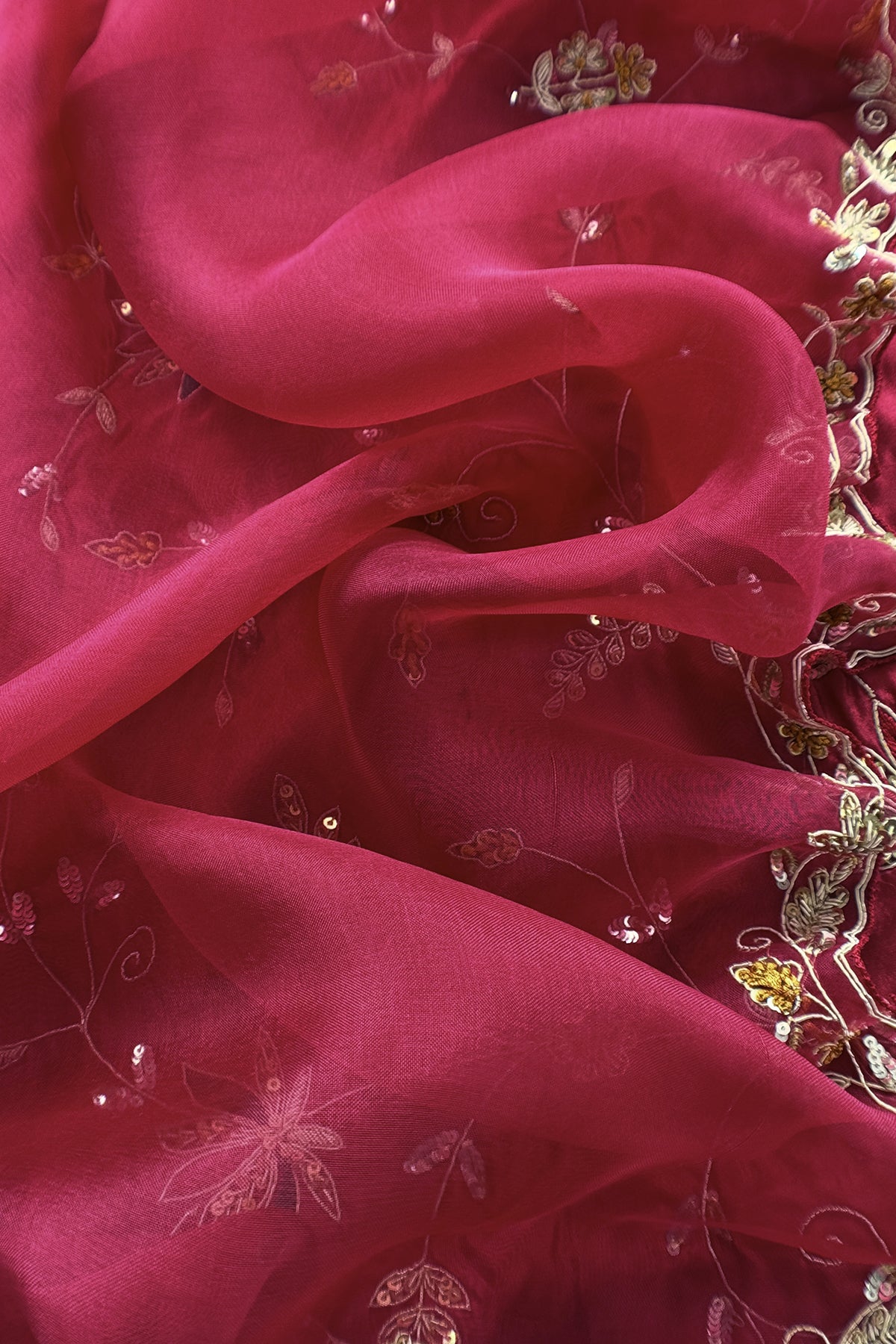 Maroon Pure Silk Unstitched Suit With Dori And Dabka Hand Work
