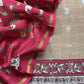 Desert Brown And Red Kalamkari Print Pure Maheshwari Silk Suit With Banarasi Phool Bootis