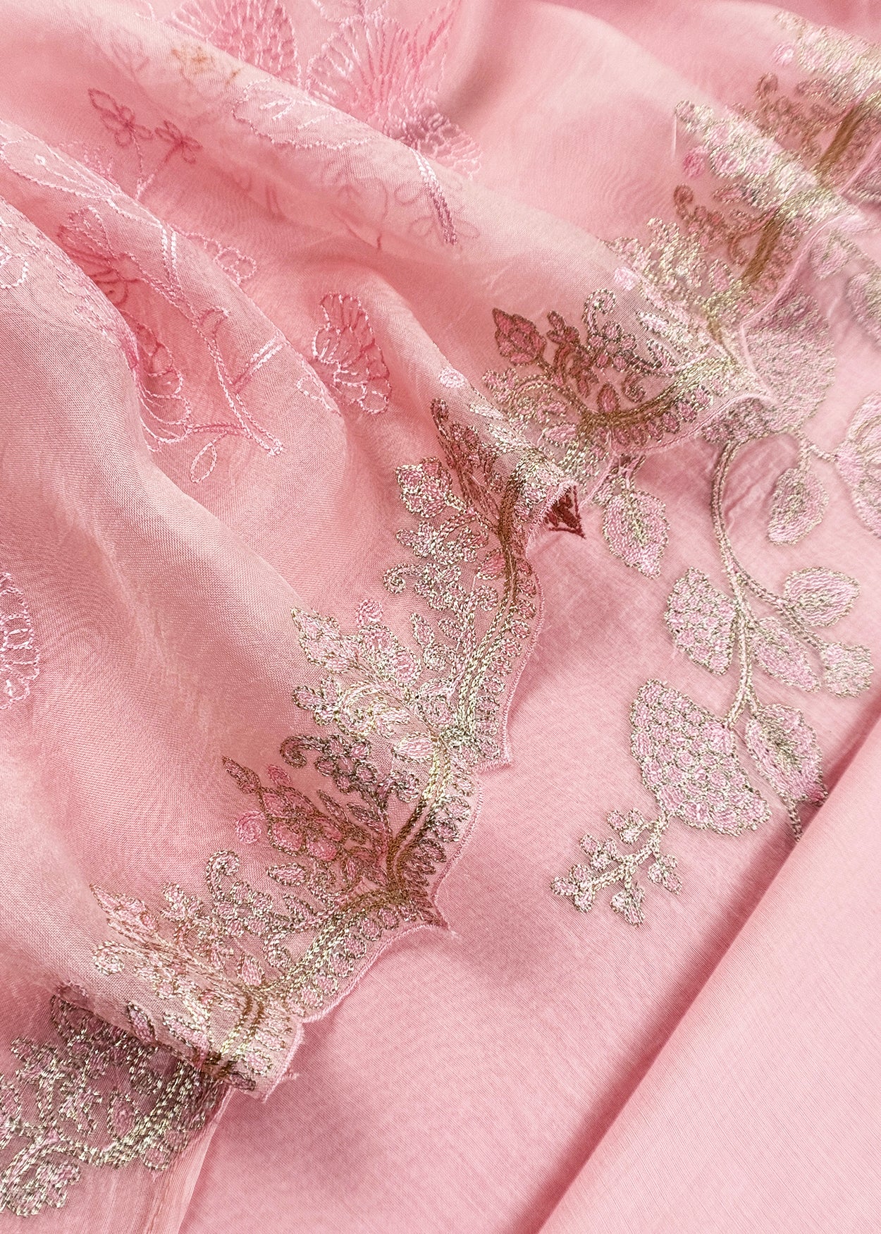 Pink Pure mulmul Suit With Organza Dupatta