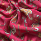 Desert Brown And Red Kalamkari Print Pure Maheshwari Silk Suit With Banarasi Phool Bootis