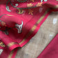 Desert Brown And Red Kalamkari Print Pure Maheshwari Silk Suit With Banarasi Phool Bootis