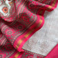 Beige And Wine Pure Maheshwari Silk Unstitched Suit Fabric With Banarasi Bootis And Kalamkari Print