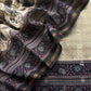 Beige And Black Pure Maheshwari Silk Unstitched Suit Fabric With Banarasi Bootis And Kalamkari Print
