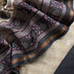 Beige And Black Pure Maheshwari Silk Unstitched Suit Fabric With Banarasi Bootis And Kalamkari Print