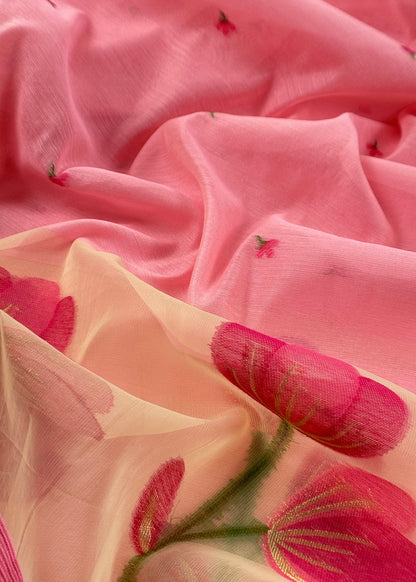linen chanderi suit with jamdani weaving

