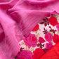 Pink Floral Maheshwari Silk Unstitched Suit With Dupatta