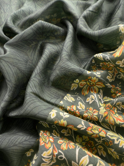 Floral Print Pure Maheshwari Silk Suit With Dupatta