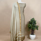 Beige With Brown Chidiya print Maheshwari Silk Suit With Stripes Dupatta