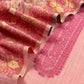 Pink Linen Chanderi Suit With Floral Jamdani Weaving