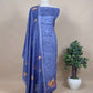 Royal Blue Tussar Silk Unstitched Suit With Pichwai Dupatta