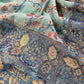 Turquoise Linen Chanderi Suit With Floral Jamdani Weaving