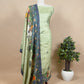 Pastel Green Tussar Silk Unstitched Suit With Pichwai Dupatta