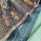 Turquoise Linen Chanderi Suit With Floral Jamdani Weaving