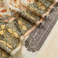 Beige Linen Chanderi Suit With Floral Jamdani Weaving
