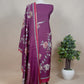 Dirty Purple Handloom Munga Tussar Unstitched Suit With Digital Print