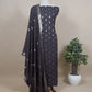 Black Handloom Munga Silk Suit With Zari Weaving