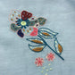 Light Blue Handloom Mul Unstitched Suit Fabric With Parsi Hand Embroidery And Jamdani Weaving