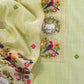 Green Linen Chanderi Suit With Cow Pichwai Jamdani Weaving