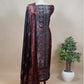 Maroon And Grey Unstitched Velvet Suit With Ajrakh Print