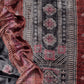 Maroon And Grey Unstitched Velvet Suit With Ajrakh Print