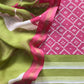 Pink Bandhani Maheshwari Silk Suit With Dupatta
