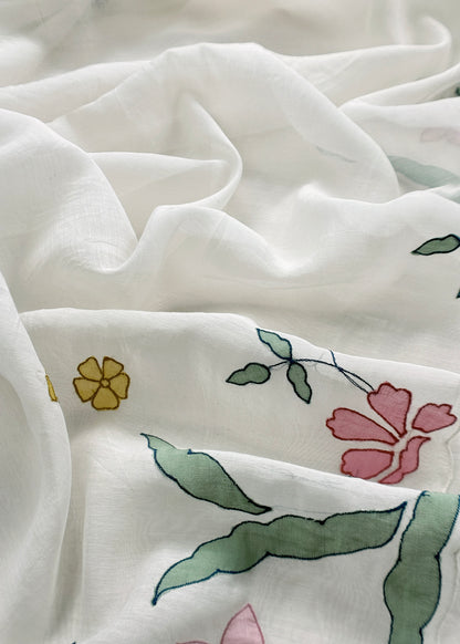 Premium quality mulmul unstitched suit with dupatta