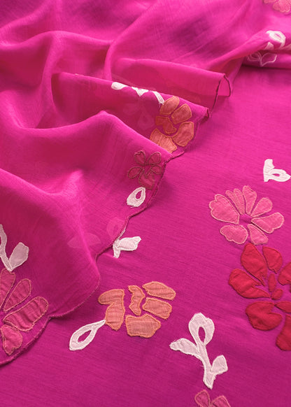 Pure mulmul suit set with pitta work