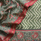 Fern Green And Red Ajrakh And Leheriya Handloom Maheshwari Silk Suit Fabric