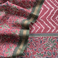 Hunter Green Ajrakh And Leheriya Handloom Maheshwari Silk Suit Fabric